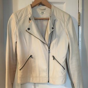 Cream faux leather Italian moto jacket